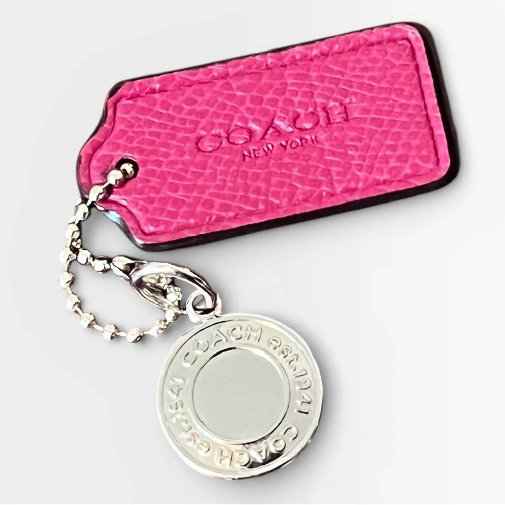 Authentic Coach Bundle Fuchsia Hot Pink and Silver Medallion Handbag Tag